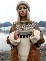 Béžový vzorovaný svetr ve stylu casual (0342)