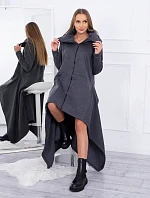 Zateplené šaty s delšími boky grafitové