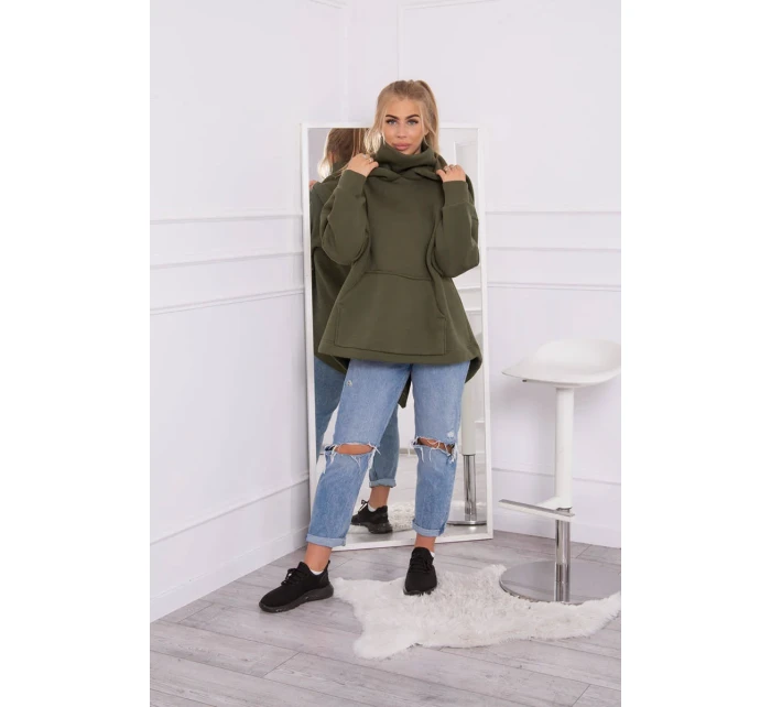 Zateplená mikina se zipem na zádech v barvě khaki Zateplená mikina se zipem na zádech v barvě khaki