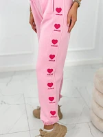 Bavlněné kalhoty Amour růžový