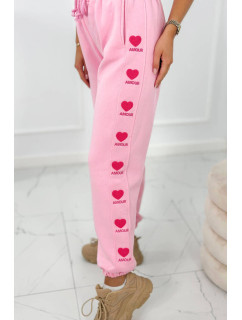 Bavlněné kalhoty Amour růžový