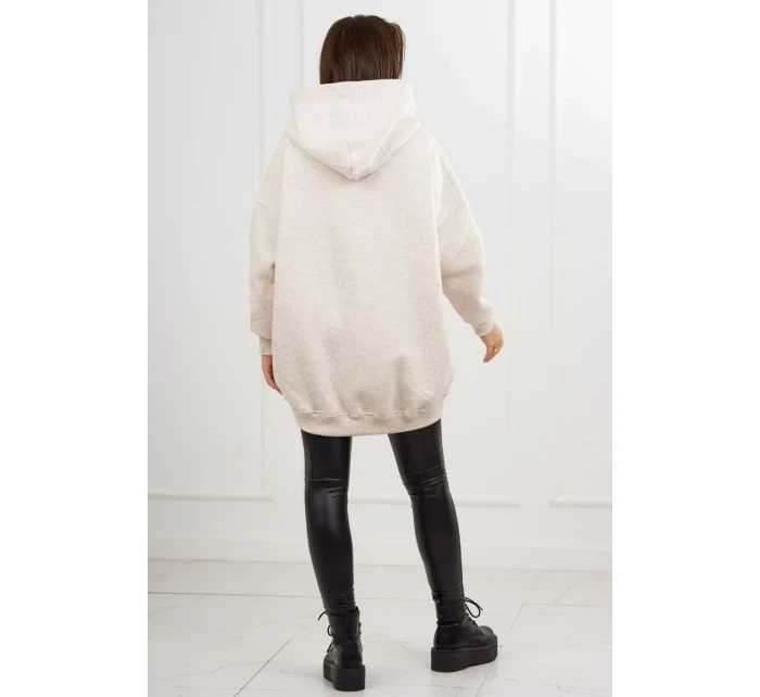 Zateplená mikina s jahodovým motivem béžová melanž