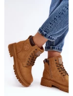 Kožené Ocouvané Botky Trapery Camel Felizia Kožené Ocouvané Botky Trapery Camel Felizia