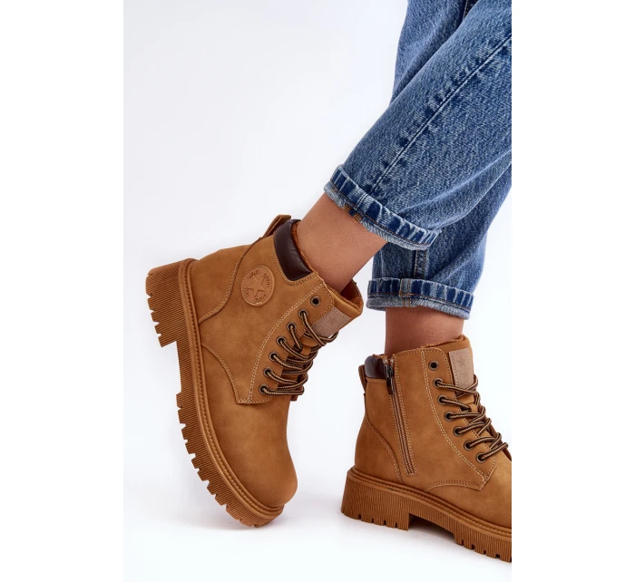 Kožené Ocouvané Botky Trapery Camel Felizia Kožené Ocouvané Botky Trapery Camel Felizia