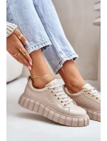 Zateplené dámské sneakersy Big Star MM274618 béžové