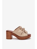 Dámské Pantofle Na Podpatku Z Eko Kůže Béžové model 21686881 - Boto Dámské Pantofle Na Podpatku Z Eko Kůže Béžové model 21686881 - Boto