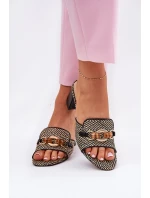 Dámské Pantofle Na Podpatku S Dekorací Černé model 21689670 - Boto