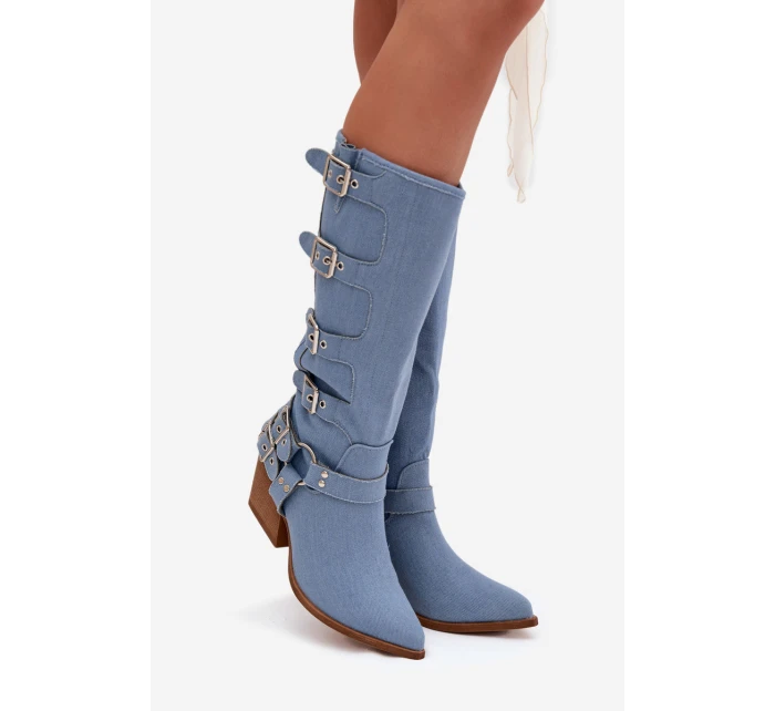 Fivelle Džíny Kovbojky Na Podpatku S Klamrami