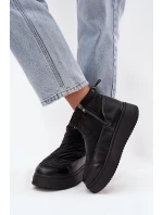 Dámské zimní boty na platformě vyhřívané kožešinkou černé Tahlira