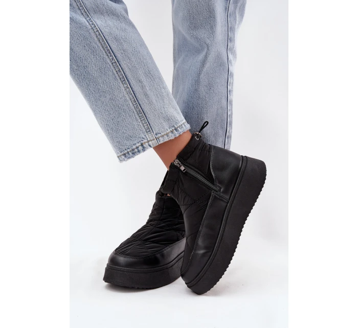 Dámské zimní boty na platformě vyhřívané kožešinkou černé Tahlira