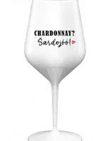 CHARDONNAY? ŠARDOJÓÓ! - bílá nerozbitná sklenice na víno 470 ml