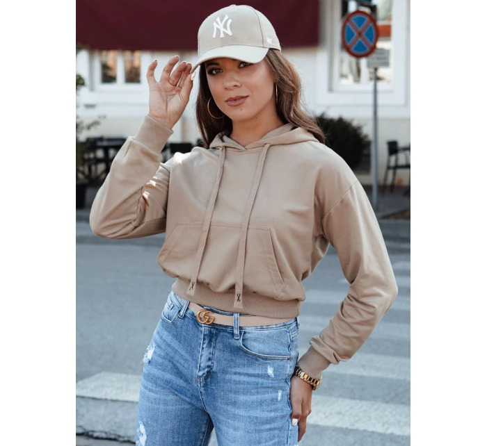 TRENDHOOD dámská mikina s kapucí světle hnědá FashionStreet BY1311