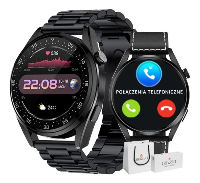 Chytré hodinky GIEWONT Vertex SmartCall GW450-2 Carbon/Carbon Leather Chytré hodinky GIEWONT Vertex SmartCall GW450-2 Carbon/Carbon Leather