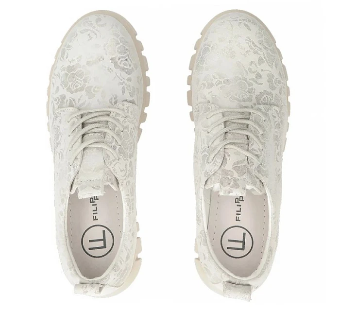 Kožené boty na platformě se květy  model 22068791 - FILIPPO