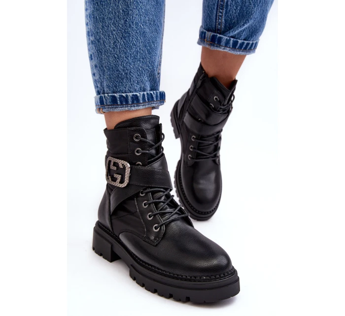 Kožené Černé Botky Workery S model 21632510 - Boto