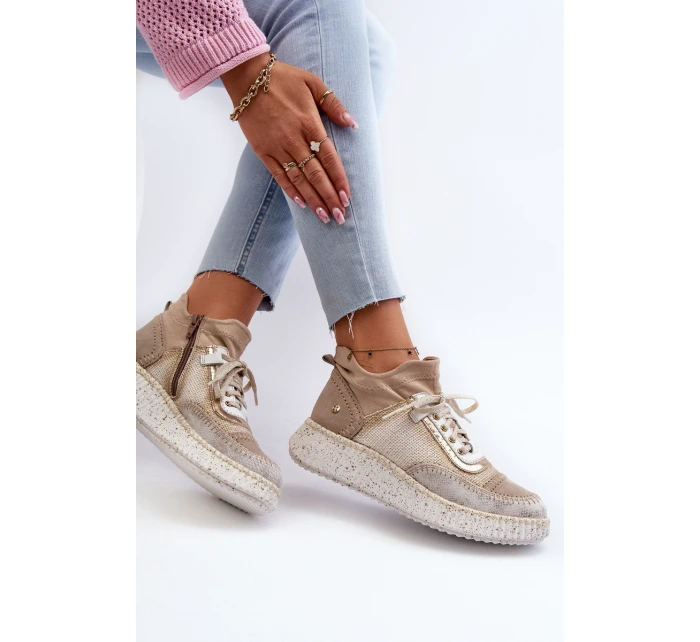 Dámské semišové polobotky model 21657272 Beige - Maciejka