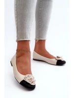 Dámské baleríny z ekologické kůže s ozdobným detailem béžové model 21666309 - Boto