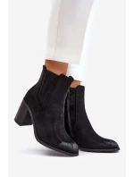 Zateplené dámské boty na podpatku eko semiš černé model 21674304 - Boto Zateplené dámské boty na podpatku eko semiš černé model 21674304 - Boto