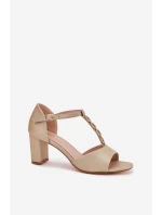 Dámské Sandály Na Podpatku S Dekorativním Páskem Eko Kůže Zlaté Triavera Dámské Sandály Na Podpatku S Dekorativním Páskem Eko Kůže Zlaté Triavera