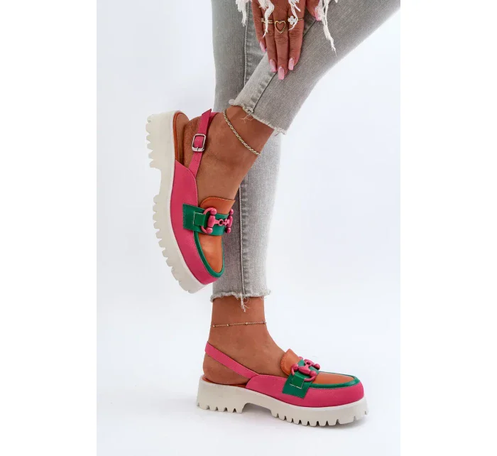 Dámské sandály na plochém podpatku s ozdobou oranžová D&A Dámské sandály na plochém podpatku s ozdobou oranžová D&A