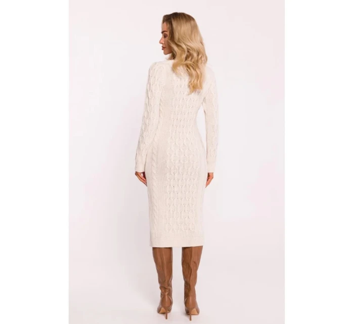Dámské svetrové šaty M824 Světle béžová - MOE