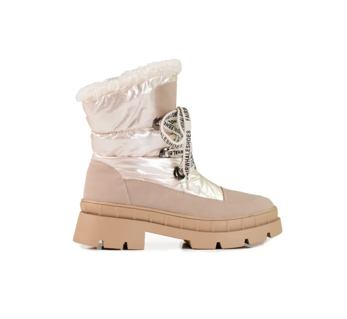 Jedinečné  sněhule hnědé dámské na plochém podpatku