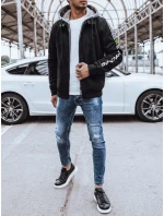 Pánská zateplená mikina s potiskem černá FashionStreet BX5613