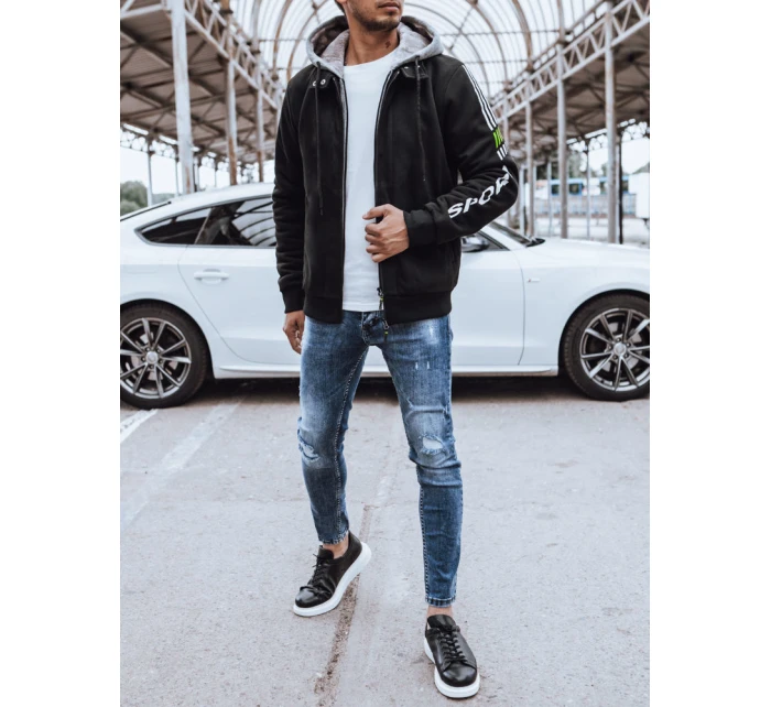 Pánská zateplená mikina s potiskem černá FashionStreet BX5613