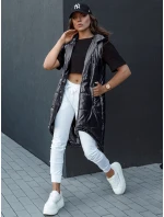Dámská prošívaná vesta s kapucí dlouhá černá Dstreet model 21979272 - FashionStreet