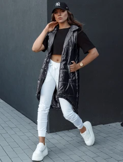 Dámská prošívaná vesta s kapucí dlouhá černá Dstreet model 21979272 - FashionStreet