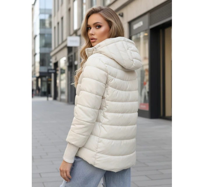 Dámská prošívaná bunda s kapucí bílá FashionStreet ty5355
