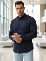 Pánská tmavě modrá vzorovaná košile slim fit FashionStreet DX2692