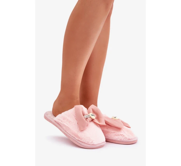 Dámské Pantofle S Kožešinou A Mašlí Růžové Olfedi Dámské Pantofle S Kožešinou A Mašlí Růžové Olfedi