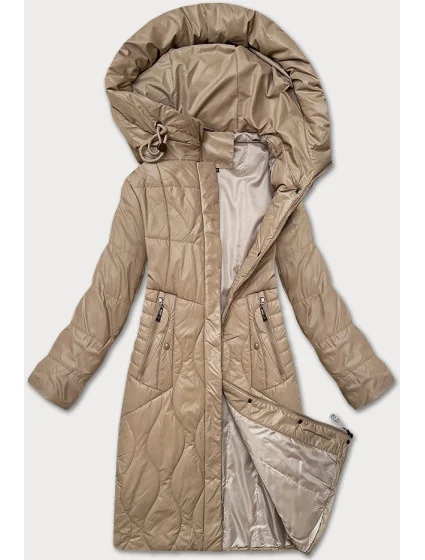 Béžová dámská prošívaná bunda pro přechodné období S'West (B8302-12) Béžová dámská prošívaná bunda pro přechodné období S'West (B8302-12)