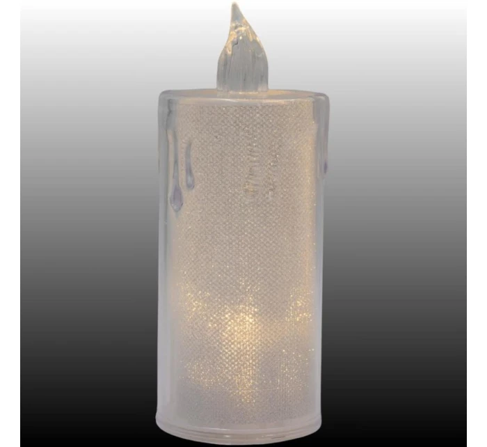 DEKORATIVNÍ SVÍČKA 12,5 CM TRANSPARENTNÍ TEPLÁ BÍLÁ 1 LED