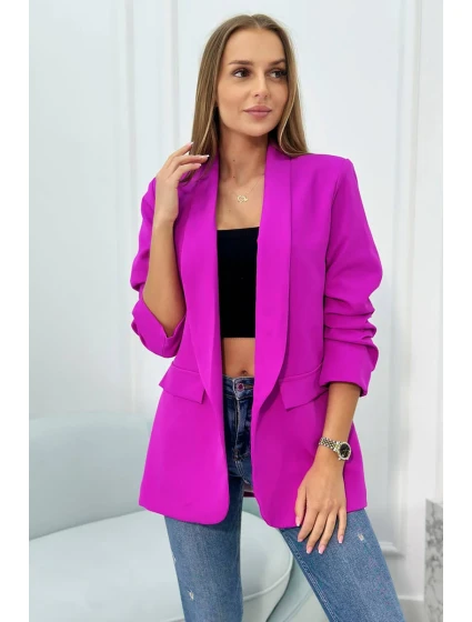 Bunda s klopou elegantní tmavě fialová Bunda s klopou elegantní tmavě fialová