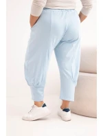 Dámské kalhoty Plus Size s nízkým model 21924467 a gumou v pase modré - K-Fashion