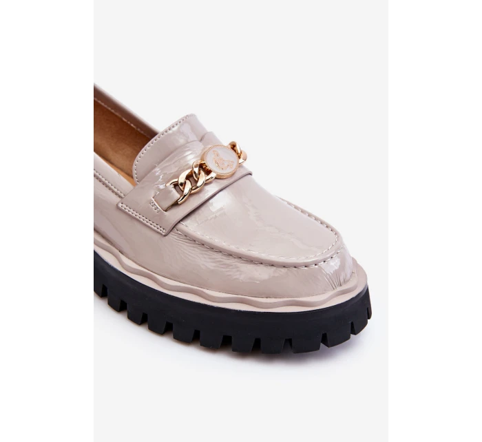 Lakované mokasíny na platformě Světle šedé Ronin