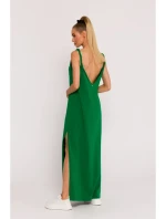 M791 Maxi šaty s hlubokým výstřihem do V - zelené