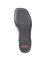 Dámské kožené sandály s pásky černé model 22050364 - Rieker Dámské kožené sandály s pásky černé model 22050364 - Rieker