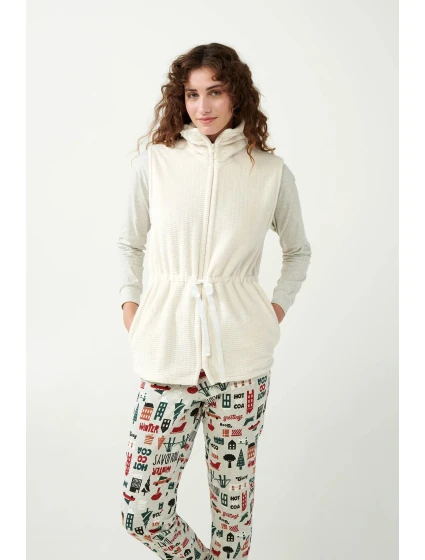 Béžová fleecová vesta model 20517342 - Vamp Béžová fleecová vesta model 20517342 - Vamp