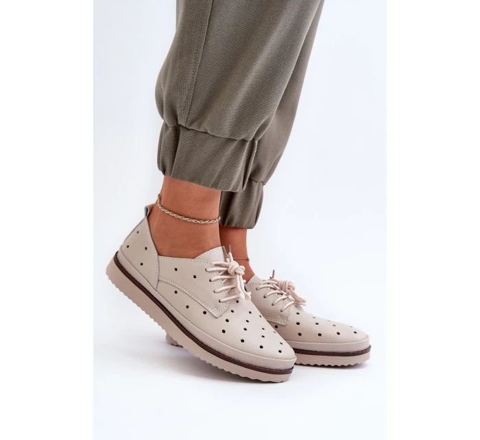 Bílé dámské kožené polobotky model 21655704 - S.Barski