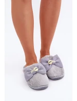 Dámské Pantofle S Kožíškem A Mašlí Šedé model 21681851 - Boto Dámské Pantofle S Kožíškem A Mašlí Šedé model 21681851 - Boto