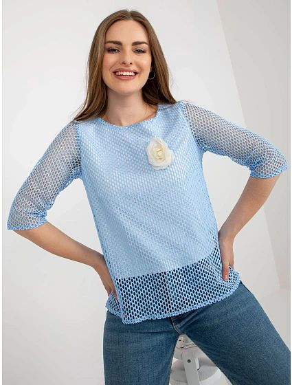 Bluzka LK BZ model 18604874 jasny niebieski - FPrice Bluzka LK BZ model 18604874 jasny niebieski - FPrice