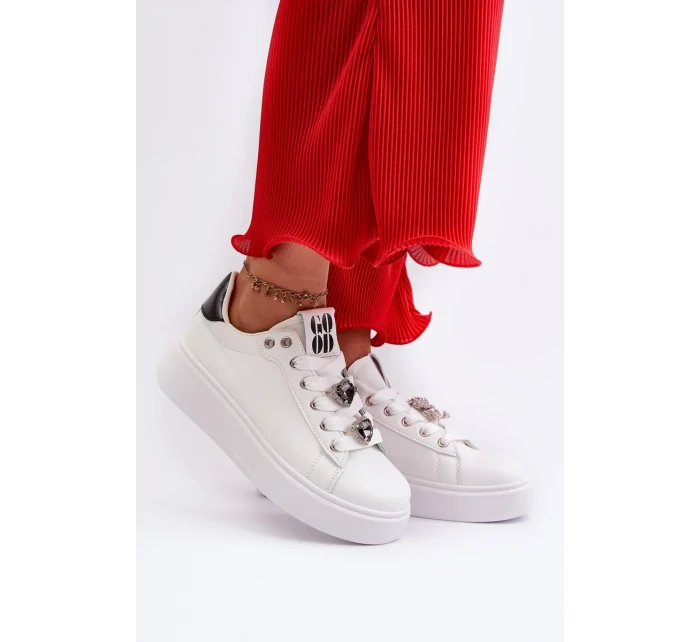 Dámské Tenisky na platformě se srdíčkovými špendlíky, bílá Azamia