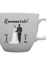 Personalizovaný MEGA XXL keramický hrnek 1000 ml s novomanželským párem