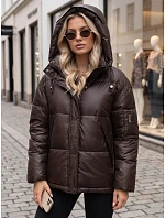 Kurtka damska zimowa pikowana z kapturem brązowa model 22383510 - FashionStreet Kurtka damska zimowa pikowana z kapturem brązowa model 22383510 - FashionStreet