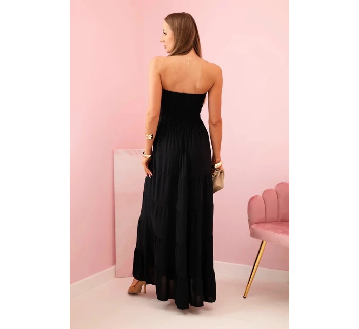 Dámské viskózové šaty s elastickým topem černá Dámské viskózové šaty s elastickým topem černá