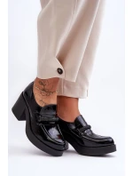 Kožené polobotky na sloupku s ozdobou černé model 21630030 - Boto