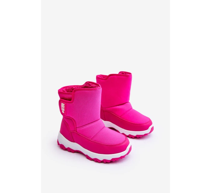 Dětské růžové zateplené sněhule s rzepem Big Star MM374121 Dětské růžové zateplené sněhule s rzepem Big Star MM374121
